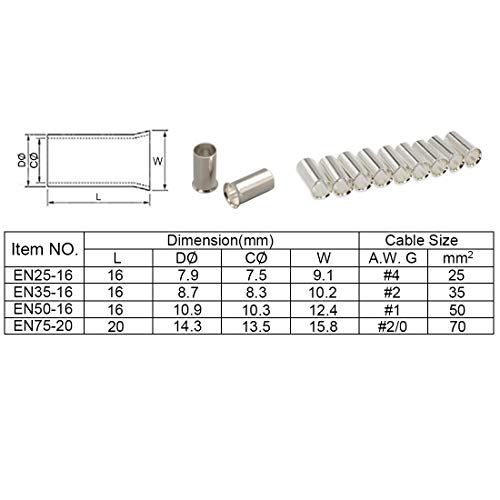 XFFCSEC 110pcs Crimp encantting- Ferrules de arame não isolados para instalação limpa do amplificador de carro