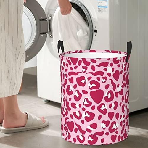 Afhyzy Leopard Laundry Tester cestas de lavanderia dobrável com alças cesto de roupas dobráveis ​​sujas saco de lavanderia