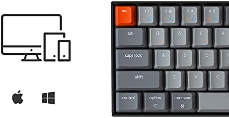 Keychron K6 65% Compact 68 teclado teclado mecânico sem fio para Mac, luz de fundo branca que pode ser trocada quente, Bluetooth,