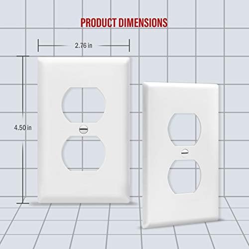 Kit de placas de parede duplex de energia, tampas de saída elétrica, tamanho padrão 1-gang 4,50 x 2,76, termoplástico de policarbonato