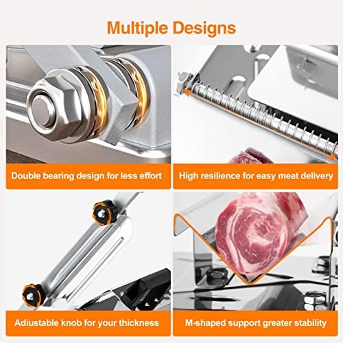 Manual de Amsedak Slicer de carne congelada, máquina de cortador de carne de aço inoxidável atualizada, carne de queijo