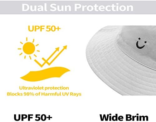 Baby Sun Hat Hat Smile Face UPF 50+ Proteção solar Criança Capinha de verão Ajuste Balde de natação de praia para
