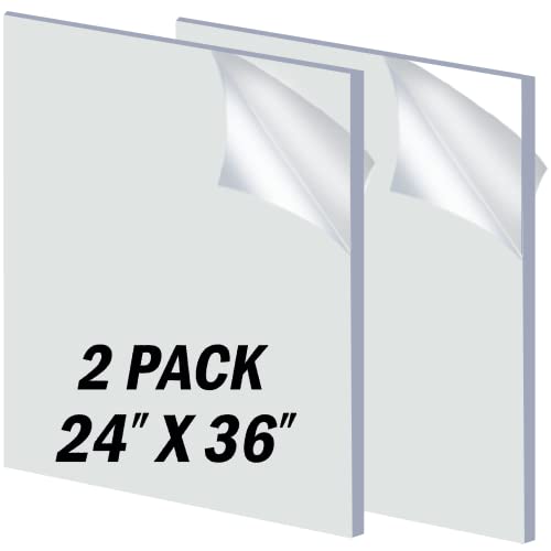 Folha de acrílico transparente 24 x 36 x 1/4 de espessura de 2 pacote, folhas de plexiglass fundidas de 6 mm, ideais para o tamanho