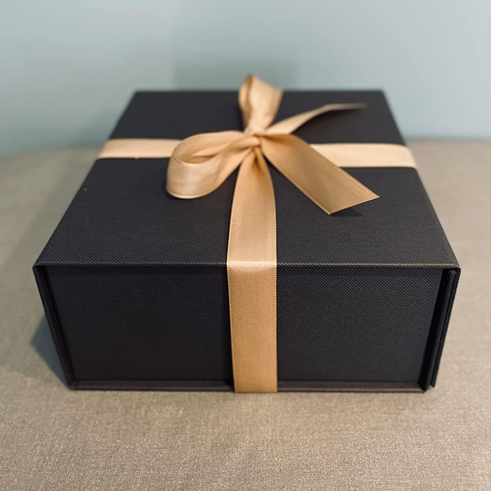 LifeLum Gift Box 2 pacote 11 x 8 x 3,5 polegadas ， caixas de presente pretas para presentes com caixas de presente de Natal de Lids Magnetic LIGHT para caixa presente contém cartão, fita, enchimento de papel ralado