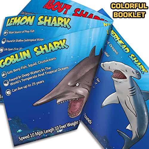 Yeonha Toys 8 Pacote brinquedos de tubarão com livreto educacional, figura de tubarão realista de plástico macio Conjunto