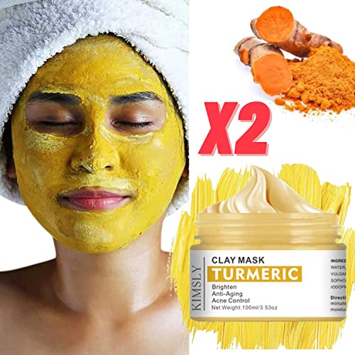 Açafrão de argila de máscara facial de vitamina C com vitamina C E para pele radiante, anti -envelhecimento e refino de 3,53 oz