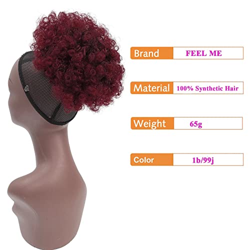 Feel Me Synthetic Afro Puff Breating Ponytail Short Chela Curly Hair Synthetic Ponytail para mulheres negras Chignon Helfieces