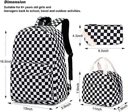 Conjunto de mochilas da escola para meninas quadriculadas de Yusudan, Kids Teens School Bag Sagão com lanchonete