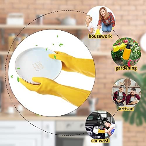 Luvas de limpeza domésticas de Tondiamo Luvas de lavagem de borracha reutilizáveis ​​Luvas amarelas à prova d'água para pintar jardinagem de cozinha