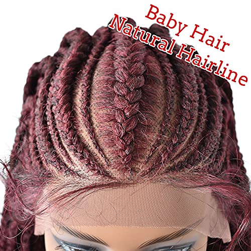 Micro Cornrow Hand trançado a renda suíça dianteira com caixa de cabelos de bebê perucas trançadas para mulheres negras com aparência natural leve