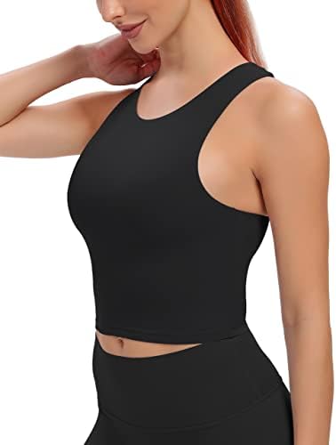 Bonvigor Sports Bras for Women Women Workout Crop Tampo com tampas de colheita com Bra Athletic Athletic Longline acolchoado camisas