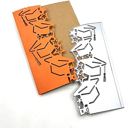Chapéu de graduação Flor Borda Cutting Mates, Scrapbooking DIY Metal Cutting Dies Stencils para álbuns Decorative Card Craft Dies para fabricação de cartas 5.8 X2.75