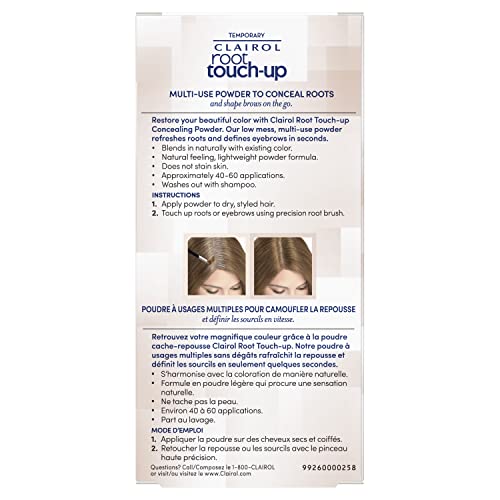 Clairol Root Touch-up temporário ocultação em pó, cor de cabelo castanho escuro, pacote de 1