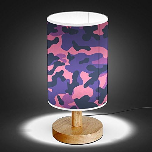 Artlights - Base de Base de Madeira Desk/Table/Lâmpada de Cordeira [camuflagem roxa]