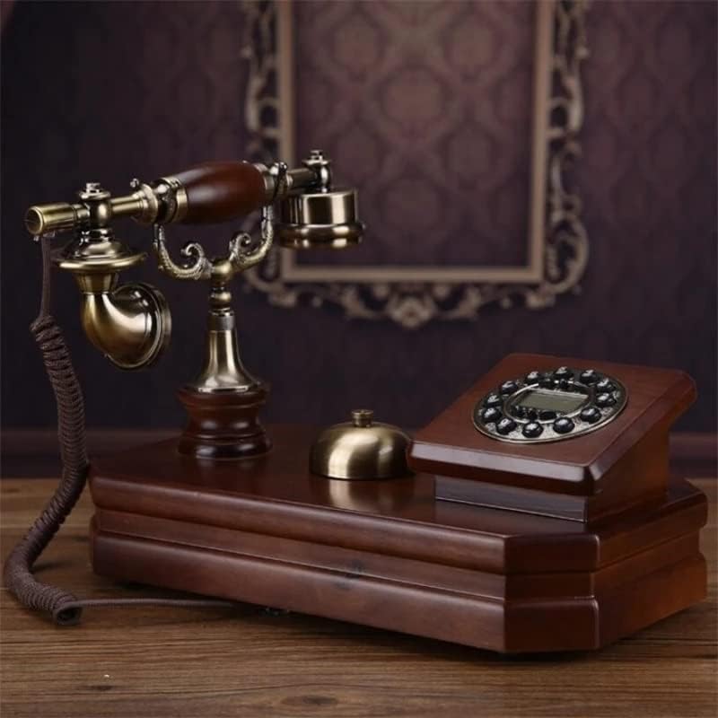 MJWDP Antique telefone fixo Telefone antiquado Bell Mechanical Pastoral Retro Home Office Solid Wood Longline Telefone