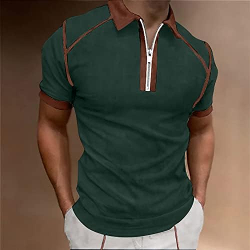Lcepcy Mens Tshirt zíper de colarinho espalhado camiseta casual camise