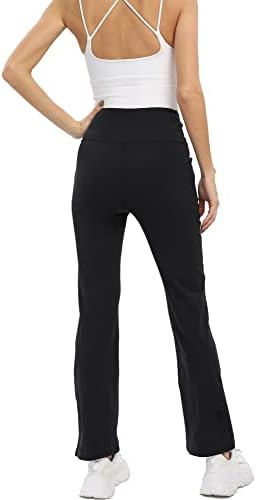 Yinowe Women Bootcut Yoga Pants V Crossover High Siga Longa Leggging Work Pants With Pockets Black