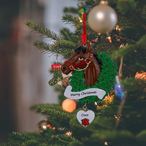 Ornamento de Natal personalizado de Maxora - cavalo com ornamento de árvore de Natal da coroa - O primeiro ornamento de Natal do meu cavalo 2022 - Ornamento do Memorial de Cavalos para todos os amantes de cavalos e proprietários