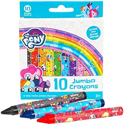 MLP Shop My Little Pony Arts and Crafts Supplies - meu pequeno pacote de arte de pônei com 10 marcadores laváveis ​​e 34 giz de cera, além de adesivos, tatuagens temporárias e muito mais