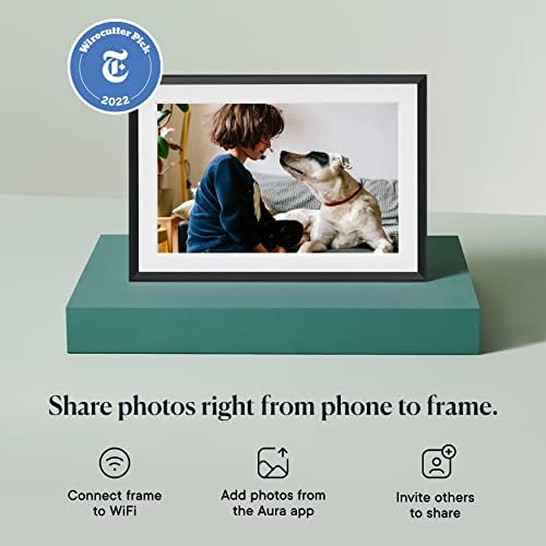 Aura Carver Wi -Fi Digital Picture Frame | O melhor quadro digital para presentear | Envie fotos do seu telefone | Configuração
