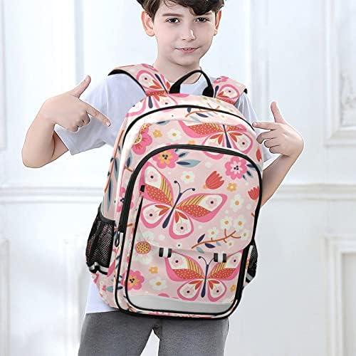 Flours Glraphy e Butterfly Pink Boho School Backpack Laptop Laptop Backpack Student Travel Daypack com listras reflexivas