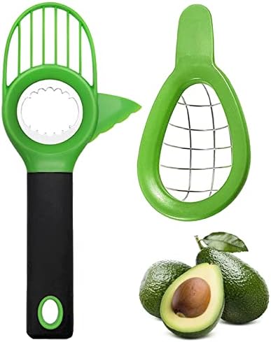 Conjunto de ferramentas de abacate 2 PCs - Slicer de abacate 3 em 1, Dicer de abacate para casca de abacate, núcleo, fatia, corte,