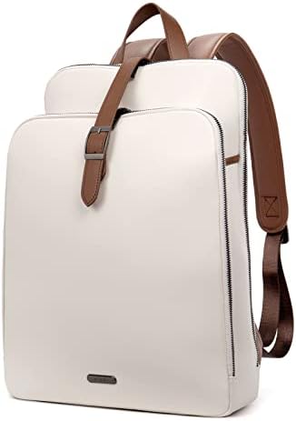 Bolsa de mochila de laptop de couro cluci para mulheres 15,6 polegadas de viagem mochila de computadores de trabalho colégio