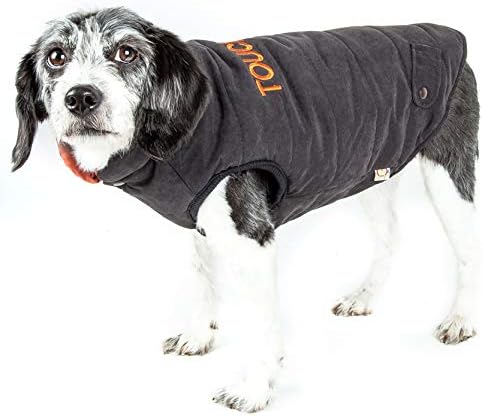Touchdog 'Waggin Swag' Designer de moda reversível 3m Jaqueta de casaco de cachorro isolada 3m, x-lar, marrom / laranja
