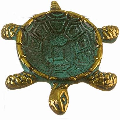 Bronze de cinzas de tartaruga pequeno de ouro verde feito à mão