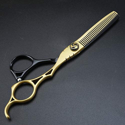 Xuanfeng Black and Gold Color Comparceding Herdressing Scissors personalizada Handle Hollow 6 polegada Japanese Aço 440c