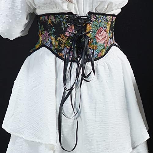 Espartilho wpoumv para mulheres steampunk gótico jacquard lace up bustiers aço desossado na cintura de bosque corpete