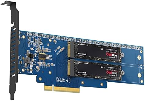 Jeyi Dual NVME PCIE 4.0 X8 Card, suporta 2 NVME M.2 SSD 2280 até 4TB, largura de banda RAID 128 Gbps, bifurcação necessária