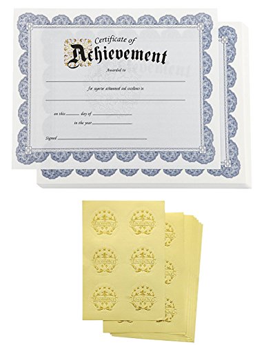 Certificado de Achievement Award e adesivos de selo