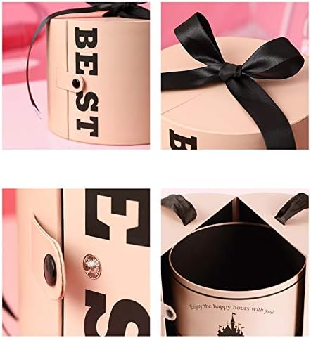 Presente de aniversário da caixa de joalheria do topyl redondo, batom misterioso Cosmetics de caixa vazia para meninas amigas de aniversário de aniversário rosa 25.5x18x10cm
