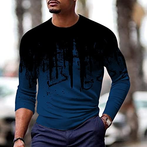 Camisetas masculinas gradiente de manga longa slim fit shirt casual praia esporte muscle workout atlético camisetas tops