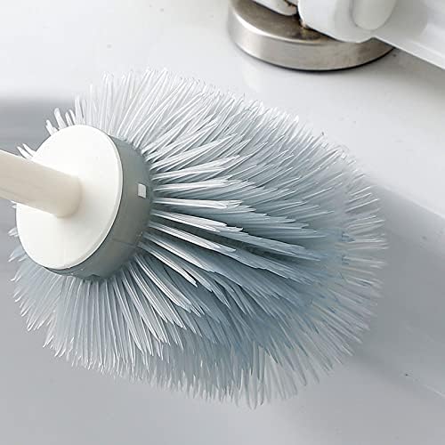 Escova de vaso sanitário pincel e suporte de silicone cerdas limpeza profunda do vaso sanitário com alça longa não deslizamento