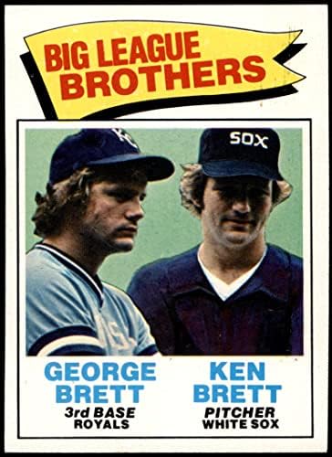 1977 Topps # 631 Big League Brothers Ken Brett/George Brett Kansas City Royals/White Sox Ex/Mt Royals/White Sox
