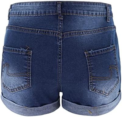 Shorts jeans femininos, elos casual, rasgado de shorts angustiados, com shorts juniores de juniores regulares com bolsos