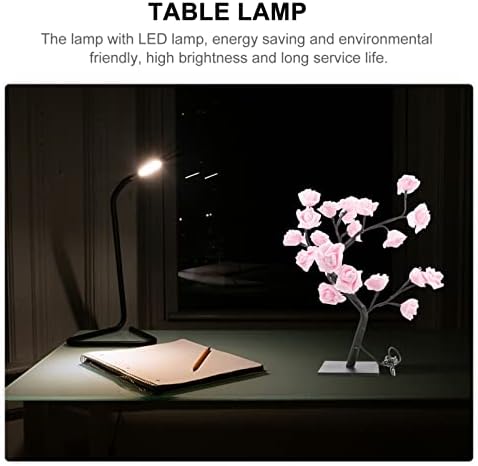 Nuobesty Led Rose Tree Table Lamp: Lâmpada iluminada Lâmpada de árvore de flores rosa rosa Night Night
