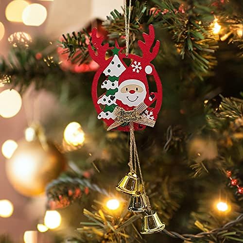 Ornamentos de natal de madeira acessórios de árvore de natal Acessórios com sinos Ornamento de visco de sinos