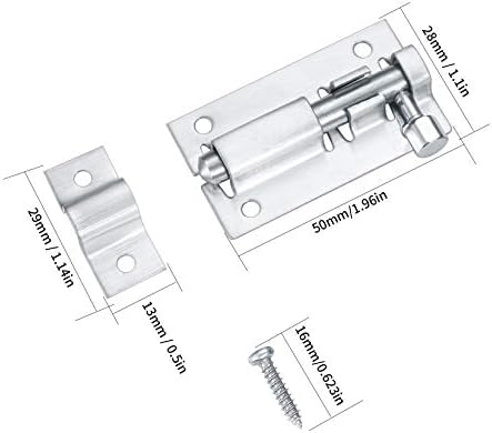 Trava de trava de 4 pcs, trava de parafuso de barril de 2 polegadas, trava de trava para parafuso de segurança da porta, parafusos