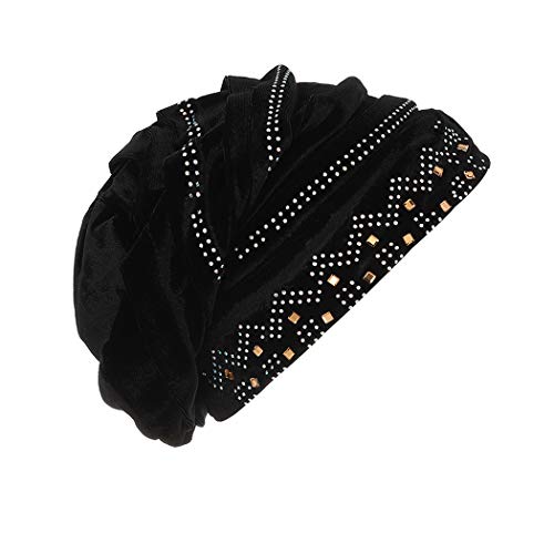 Bohend Vintage Rhinestone Turban Sleep Heardwrap Wide Sleep Sleep Sleep Turban Crystal Crystal Hat Muslim Headwear