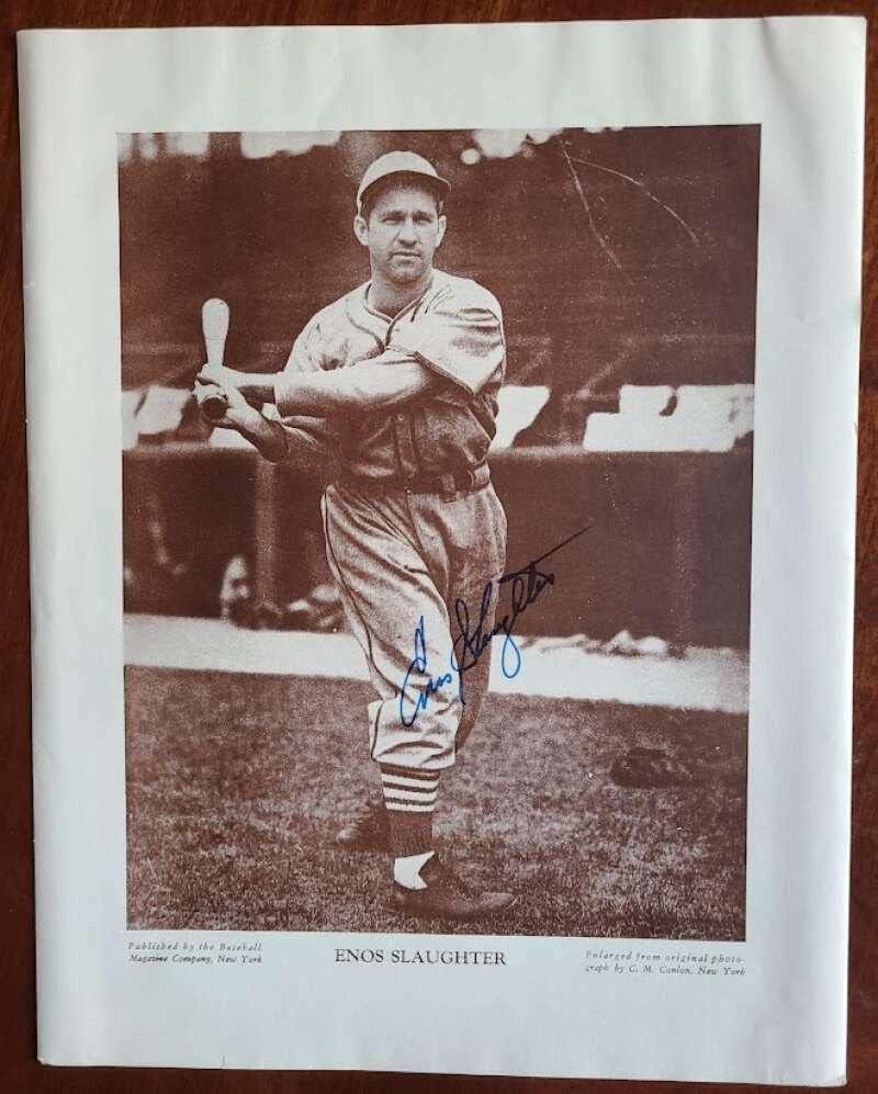 ENOS Slaughter JSA assinou 9x12 foto M114 Revista de beisebol Autograf Premium - revistas MLB autografadas