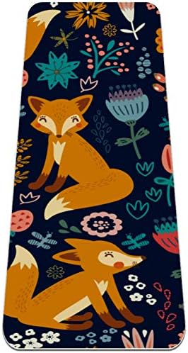 Siebzeh Floresta desenho animado Animal Fox Flower Premium Premium grossa de ioga de ioga ecológica Saúde e fitness não deslizam para todos os tipos de ioga de exercício e pilates