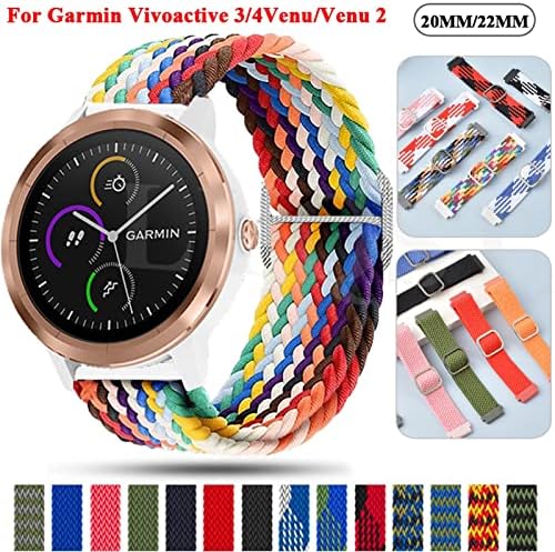 Kossma Smart Watch Band para Garmin Vivoactive 3/4 Venu 2/Forerunner 645 245 158 745 Strapada Braid Vivomove HR 20 22mm
