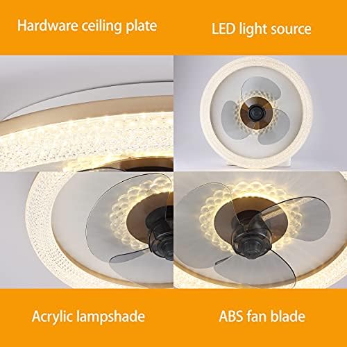 Fã reversível de Fehun com luz de teto e controle remoto silencioso 6 velocidades com timer quarto LED LED Luz de ventilador