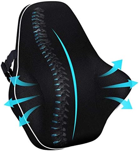 Oyunkey Lombar Support Pillow para cadeira de escritório, almofada de espuma de memória para alívio da dor lombar, com tampa de malha respirável e tiras ajustáveis, travesseiro traseiro para cadeira de jogo, assento de carro, etc.