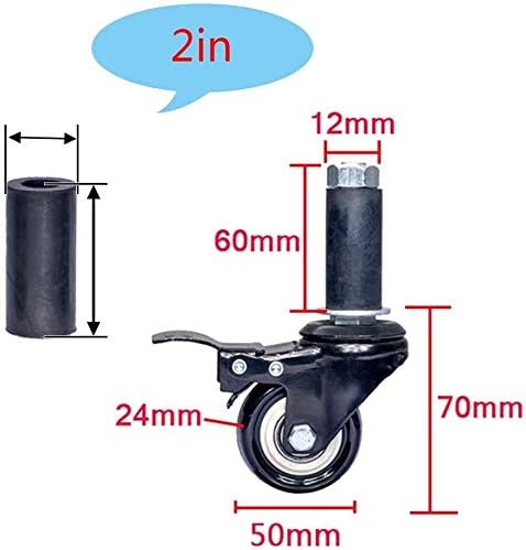 Nianxinn Shout Hules Castors giratórios de poliuretano com bloqueios de freio, para φ25/30/38/40mm de tubo redondo, lascoculturas