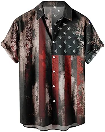 Camisas de verão de BmiseGM para homens de bandeira americana masculina camisas patrióticas para homens 4 de julho Manneca curta