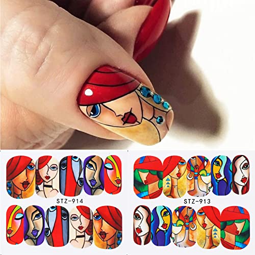 12pcs Lips Nail Art Sticks Decals Cool Girls Series Decalques de transferência de água DIY Manicure para mulheres meninas